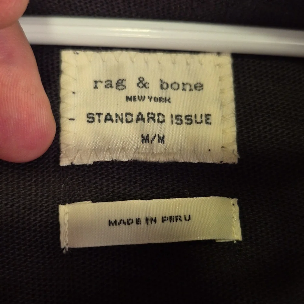 RAG & BONE Standard Issue Dark Grey Henley Sz M Half Button Short Sleeve Shirt‎